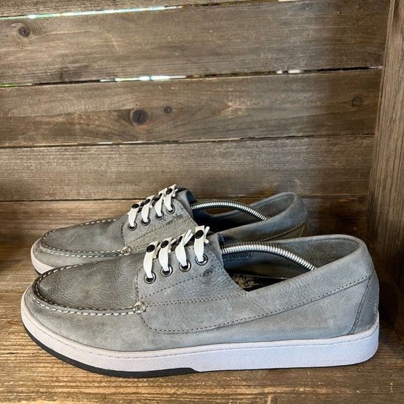 Mens LL Bean Gray Nubuck Leather Boat Deck Slip On Loafers Shoes Size 13 M GUC - Picture 1 of 5